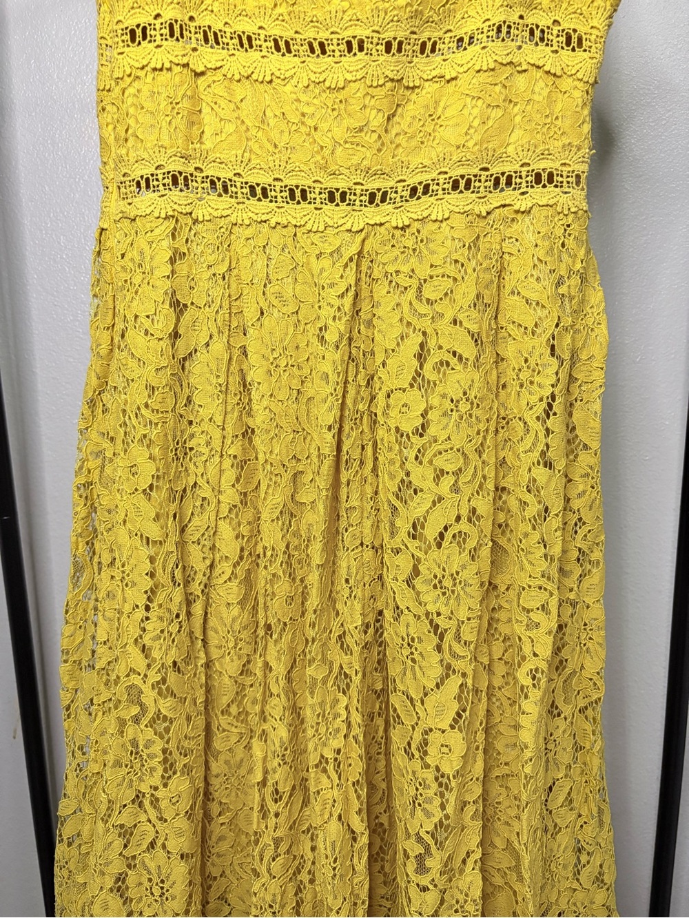 NSR Bright Yellow Lace Maxi Dress Size M - Picture 7 of 8